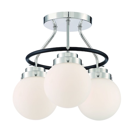 Designers Fountain 14in Elle 3-Light Polished Nickel Ceiling Light Semi Flush Mount D232M-SF-PN